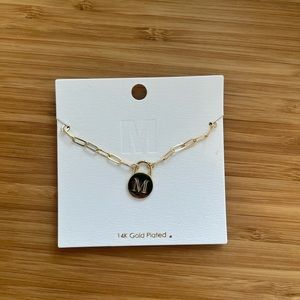 M initial gold necklace